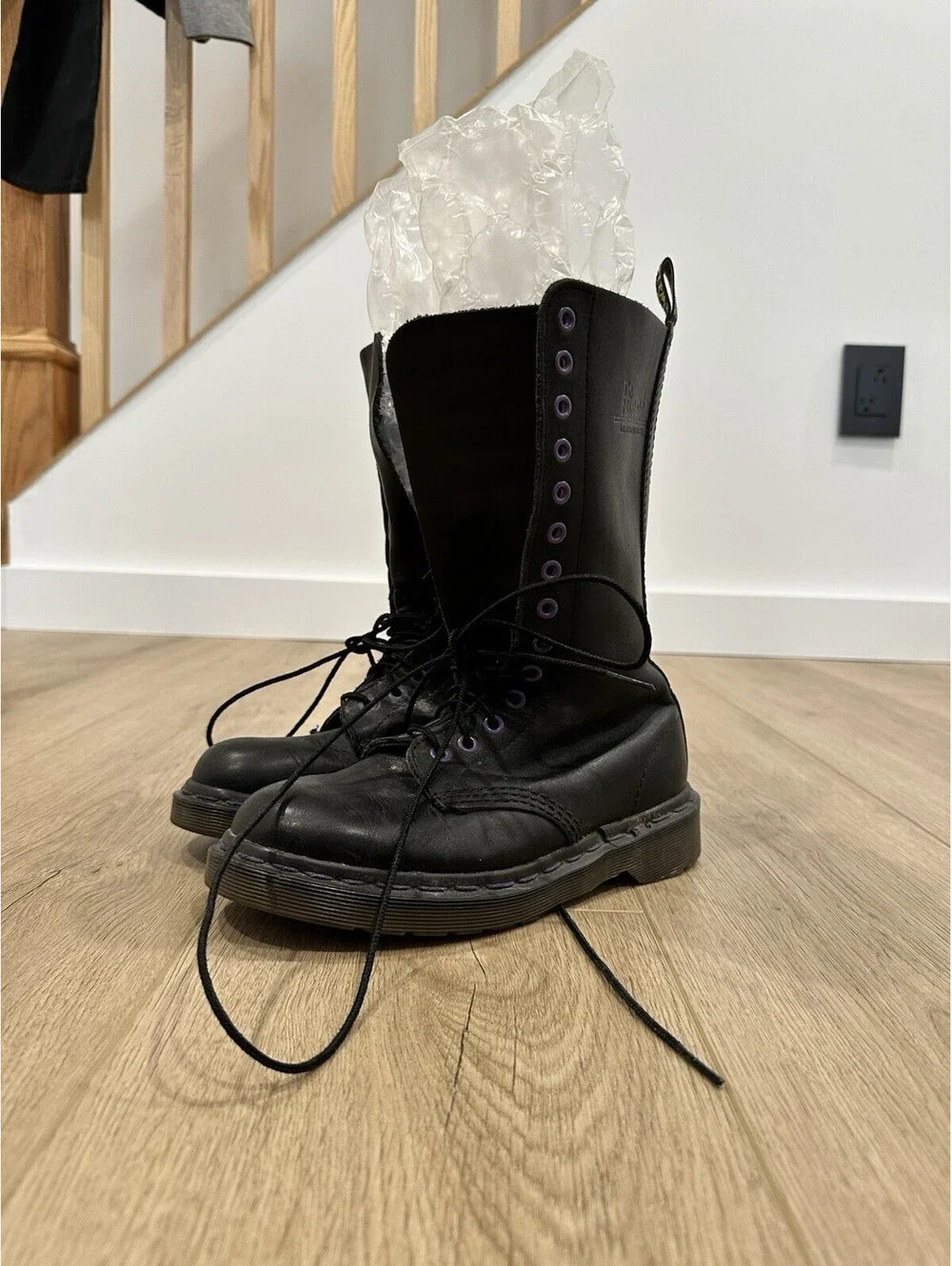 Doc Dr. Martens 14 Eye Boots Women's Size 4 Black Leather Combat England